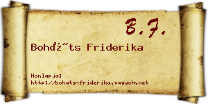 Boháts Friderika névjegykártya